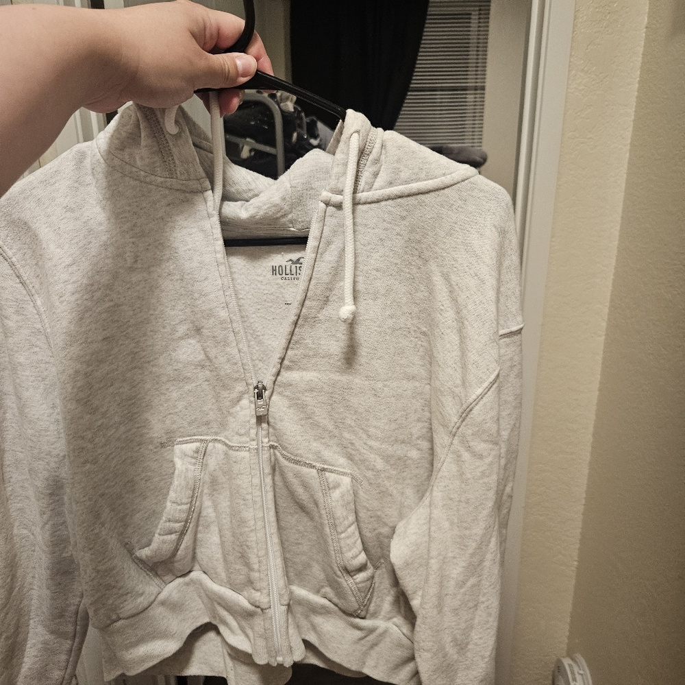 Hollister Light Gray Zip-Up Hoodie